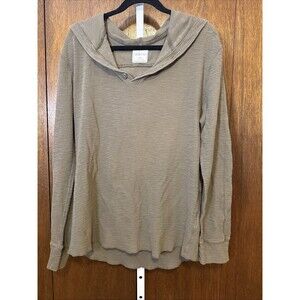 Nuco Waffle Hoodie  XL Army Green LS Henley 100% Cotton Lightweight Thermal Men